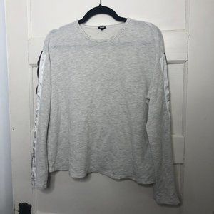 Monrow Cream Top White and Purple Silk Inlay